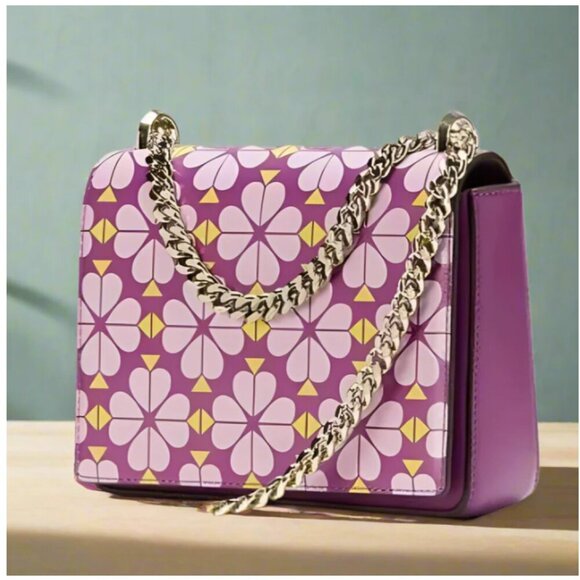 Kate Spade Amelia 3D Floral Shoulder Bag Pink Small Leather Chain Crossbody - Picture 1 of 12
